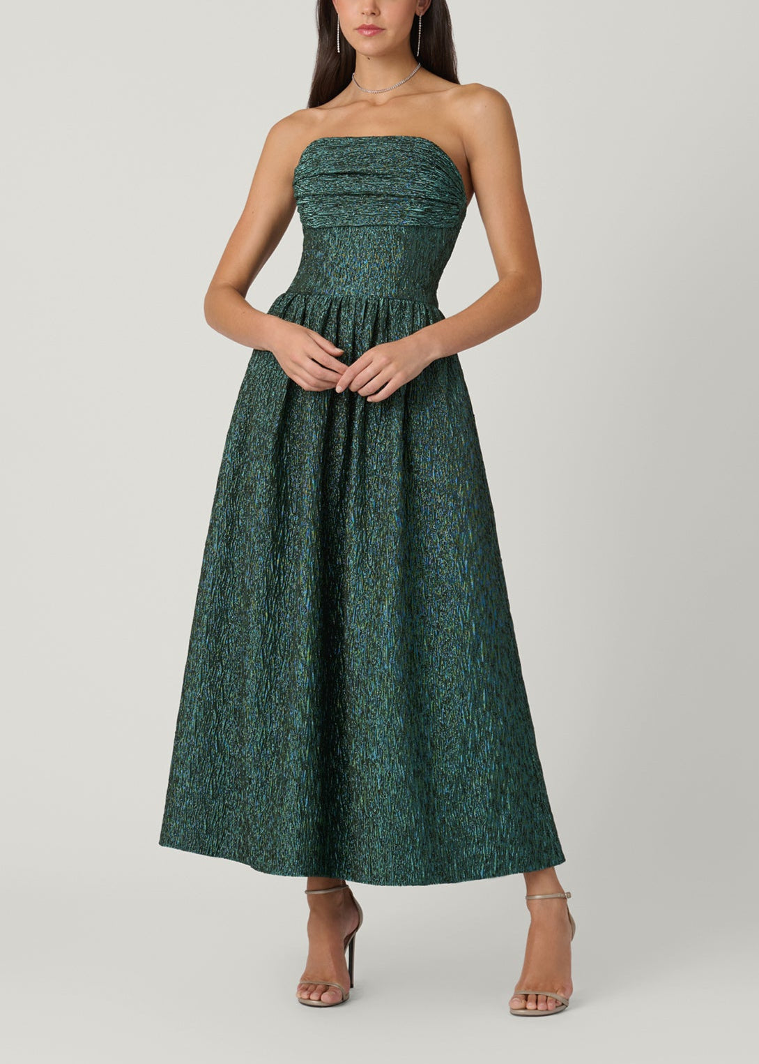 Midnight Lillia Teal Lurex Jacquard Strapless Cocktail Dress Shoshanna Midnight Lillia Teal Lurex Jacquard Strapless Cocktail Dress Shoshanna