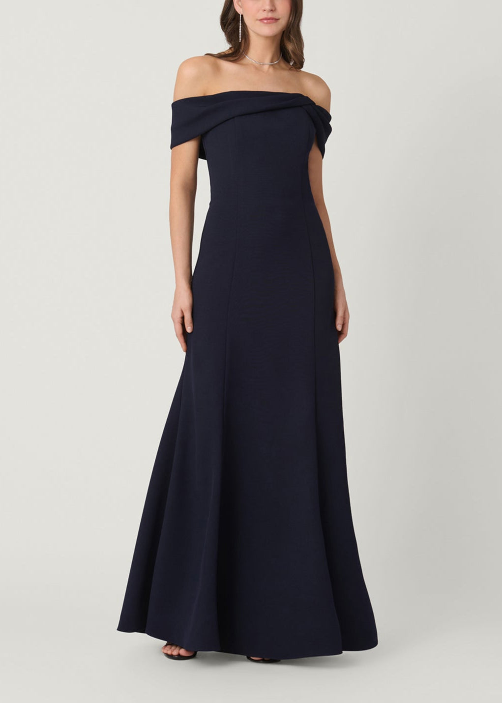 Shoshanna Women's Flores Off-The-Shoulder Gown - Navy - Size 6 Shoshanna Women's Flores Off-The-Shoulder Gown - Navy - Size 6