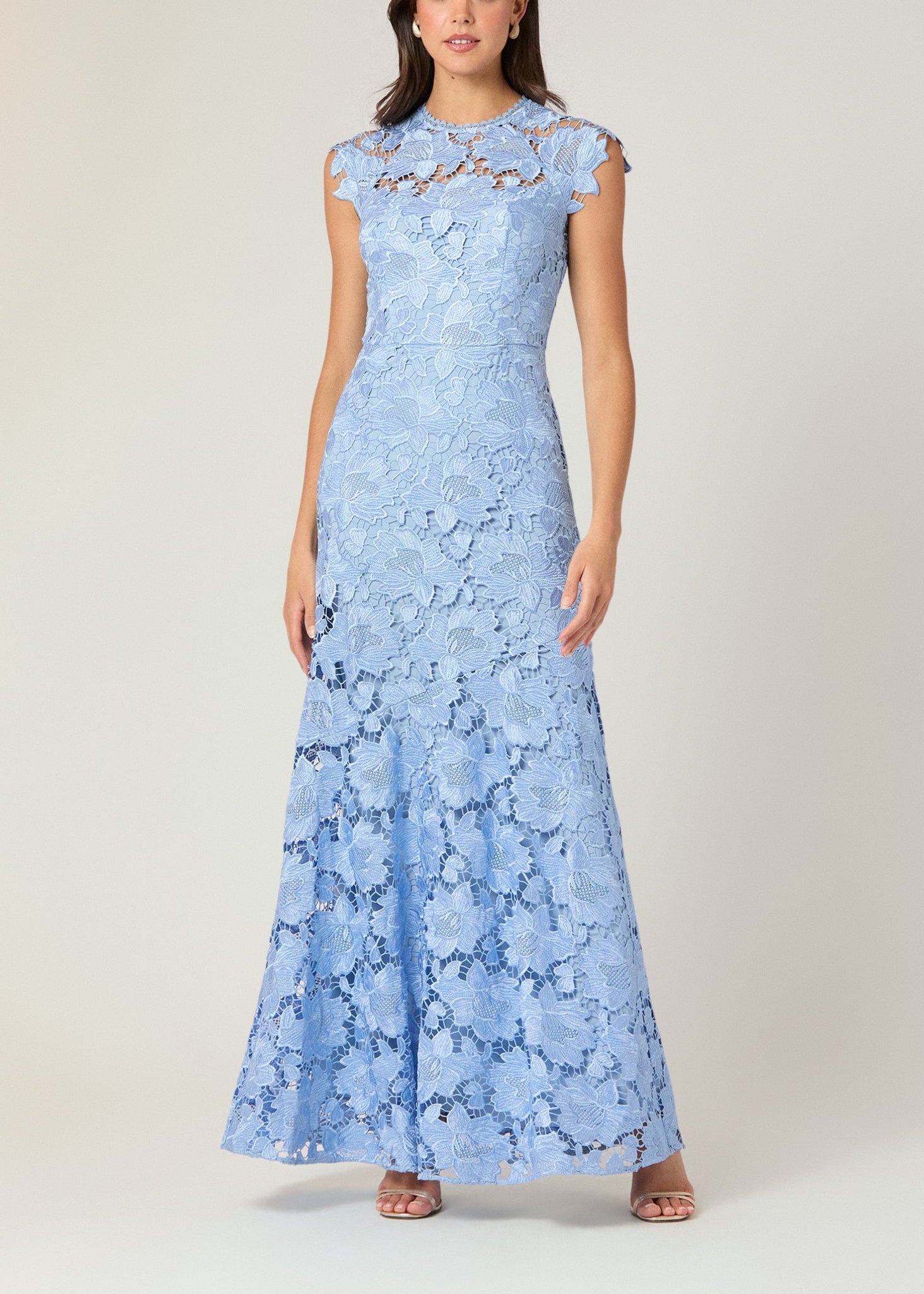 Midnight Raven Light Blue Floral Lace Gown – Shoshanna