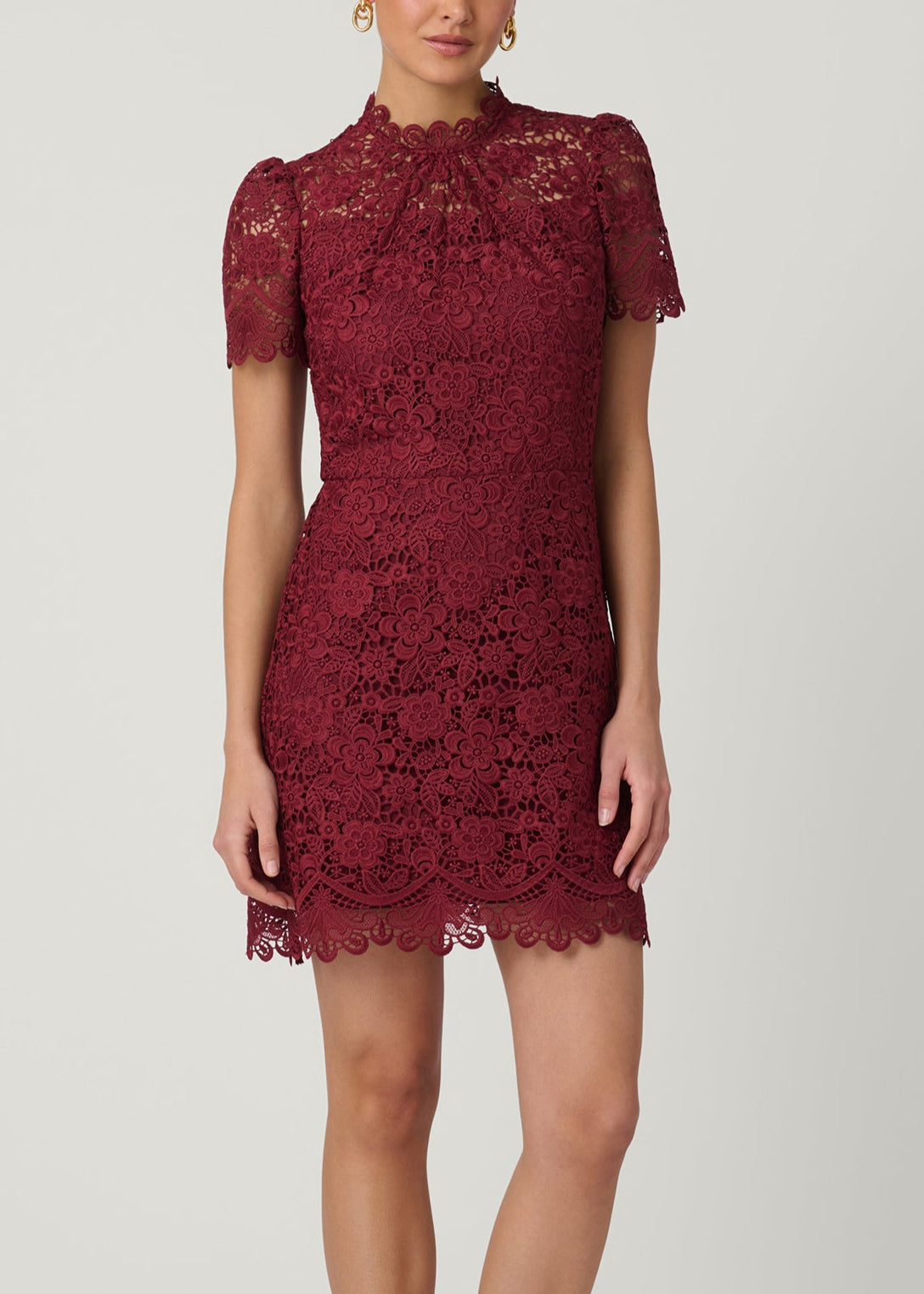 Ella Burgundy Lace Mini Dress – Shoshanna