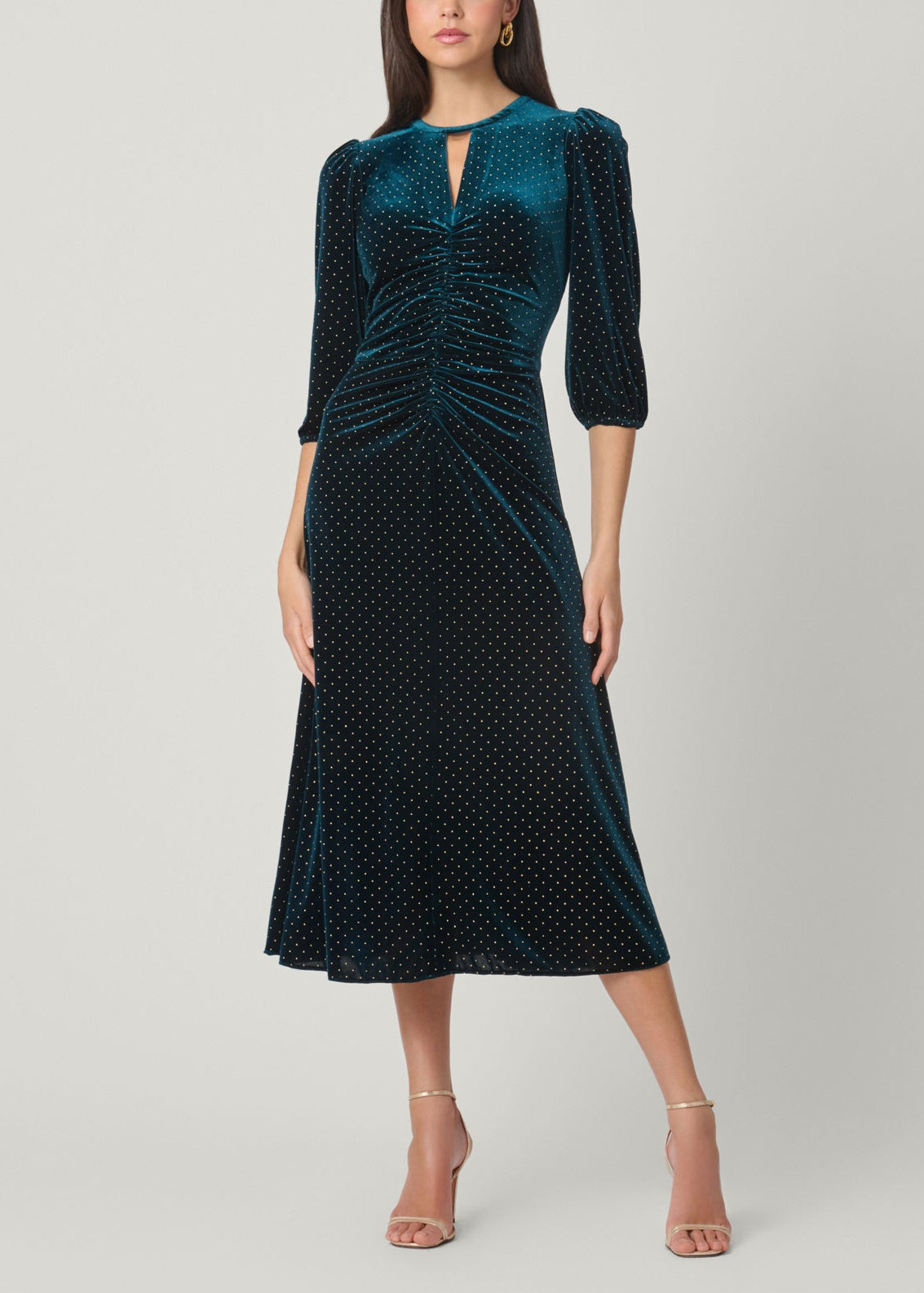 Shoshanna Women's Luna Velvet Midi-Dress - Emerald