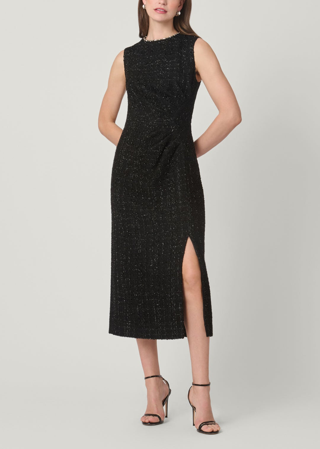 monet midi dress Monet Jet Black Tweed Dress 6 / Black