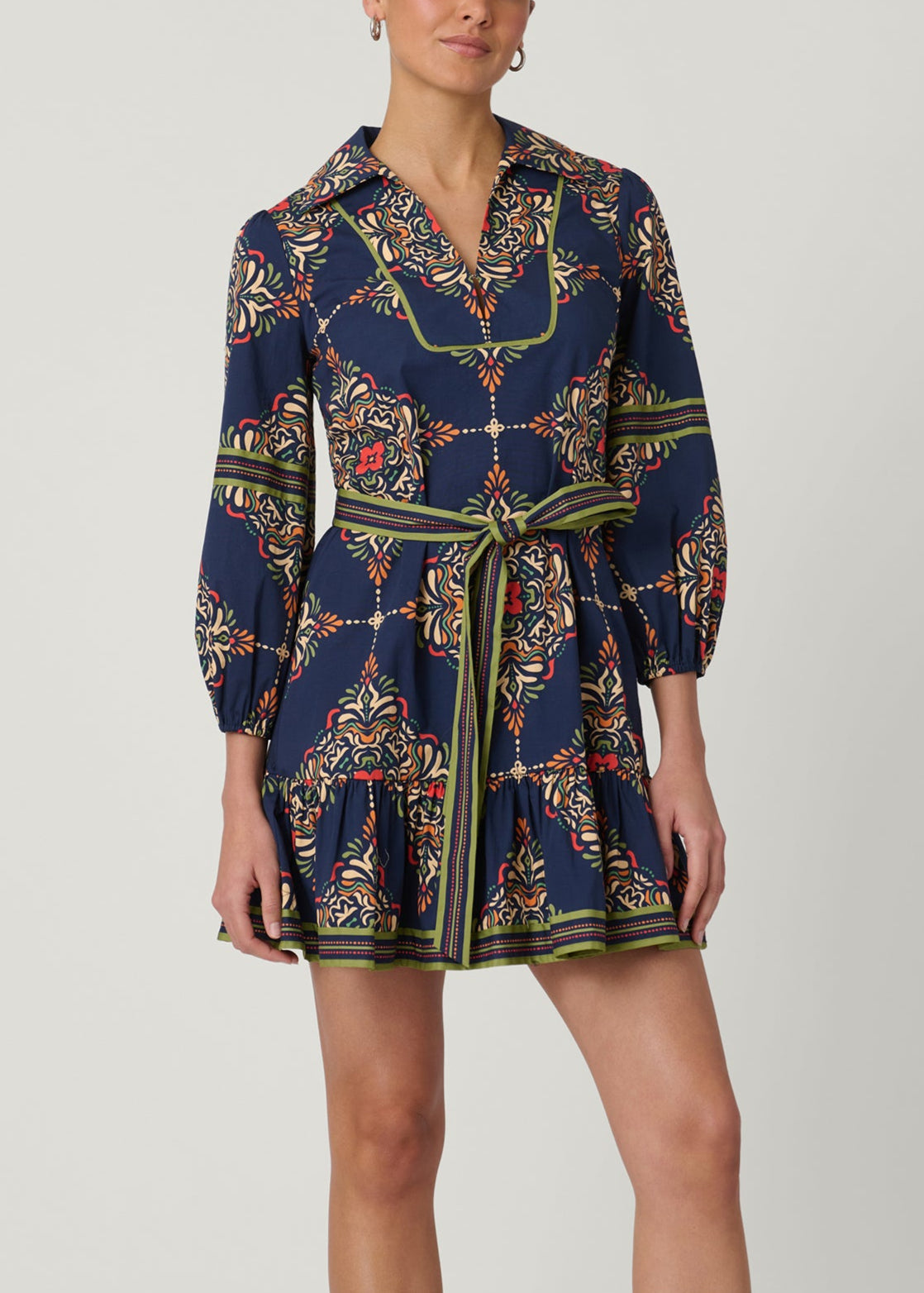 Evans Printed Cotton Balloon-Sleeve Ruffle Mini Dress – Shoshanna