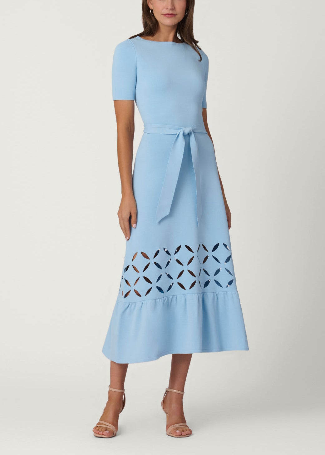shoshanna lace midi dress Shoshanna Pendelton Knit Midi Dress Sky Blue XS
