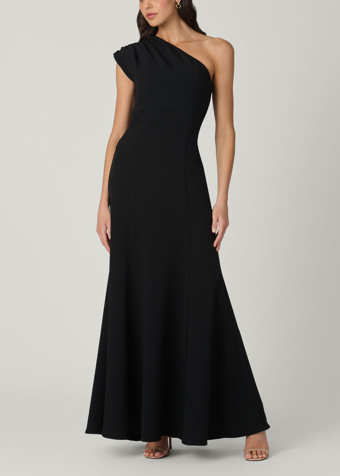 Midnight McKenna Crepe Evening Gown Dress 12 / Black