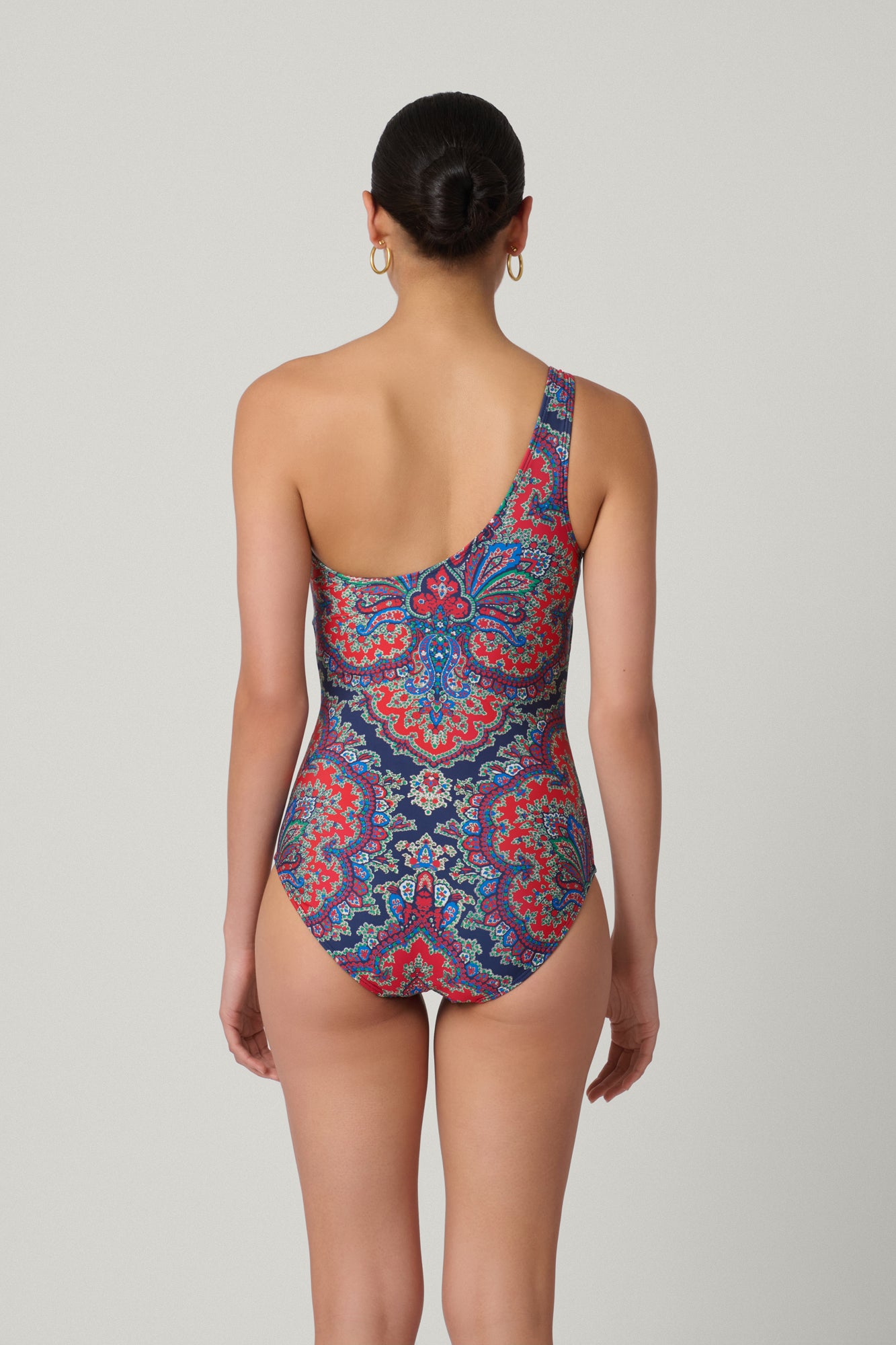 Navy Multi Ring One Shoulder One Piece