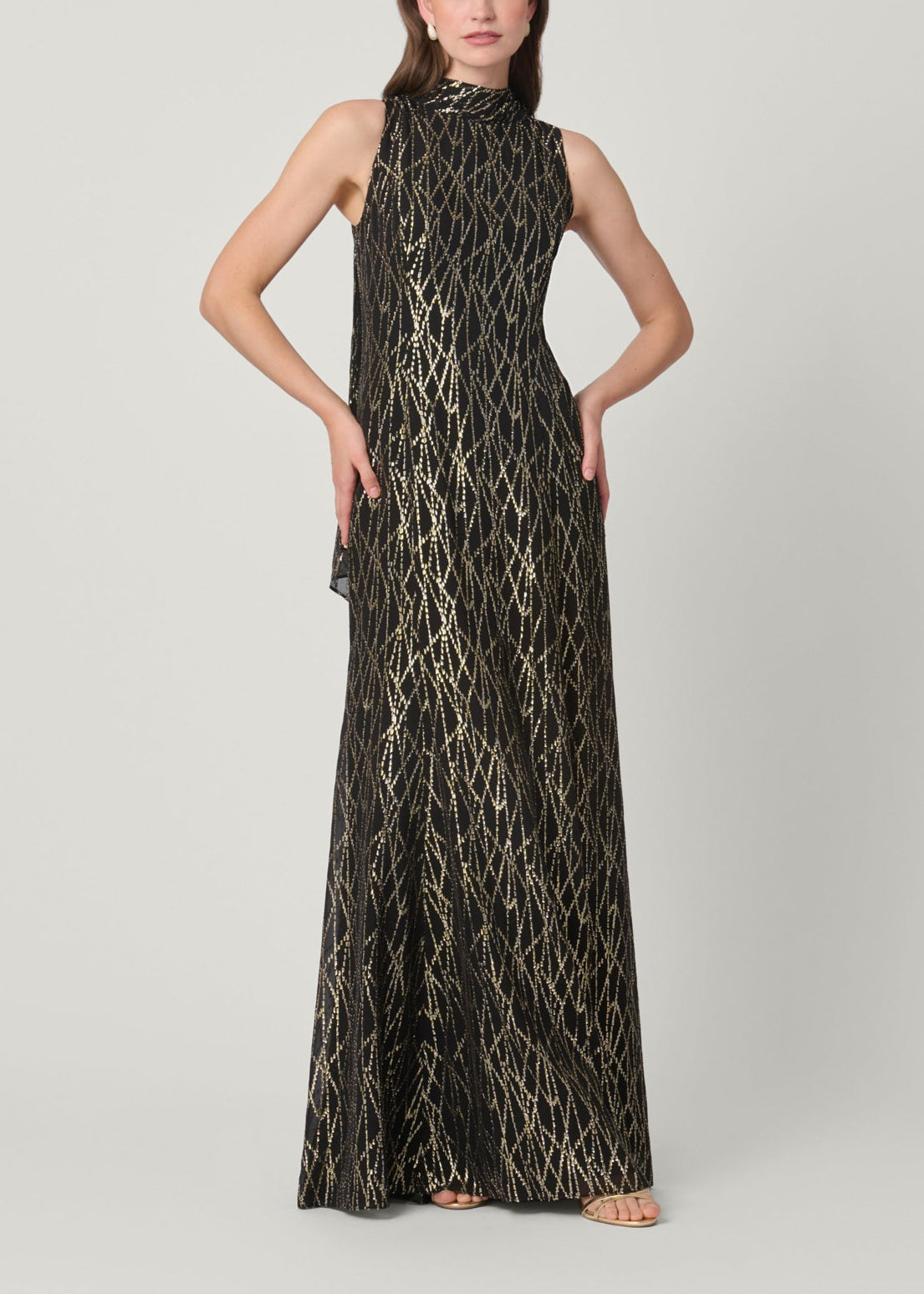 Shoshanna Women's Flora Metallic Maxi Dress - Jet Gold
