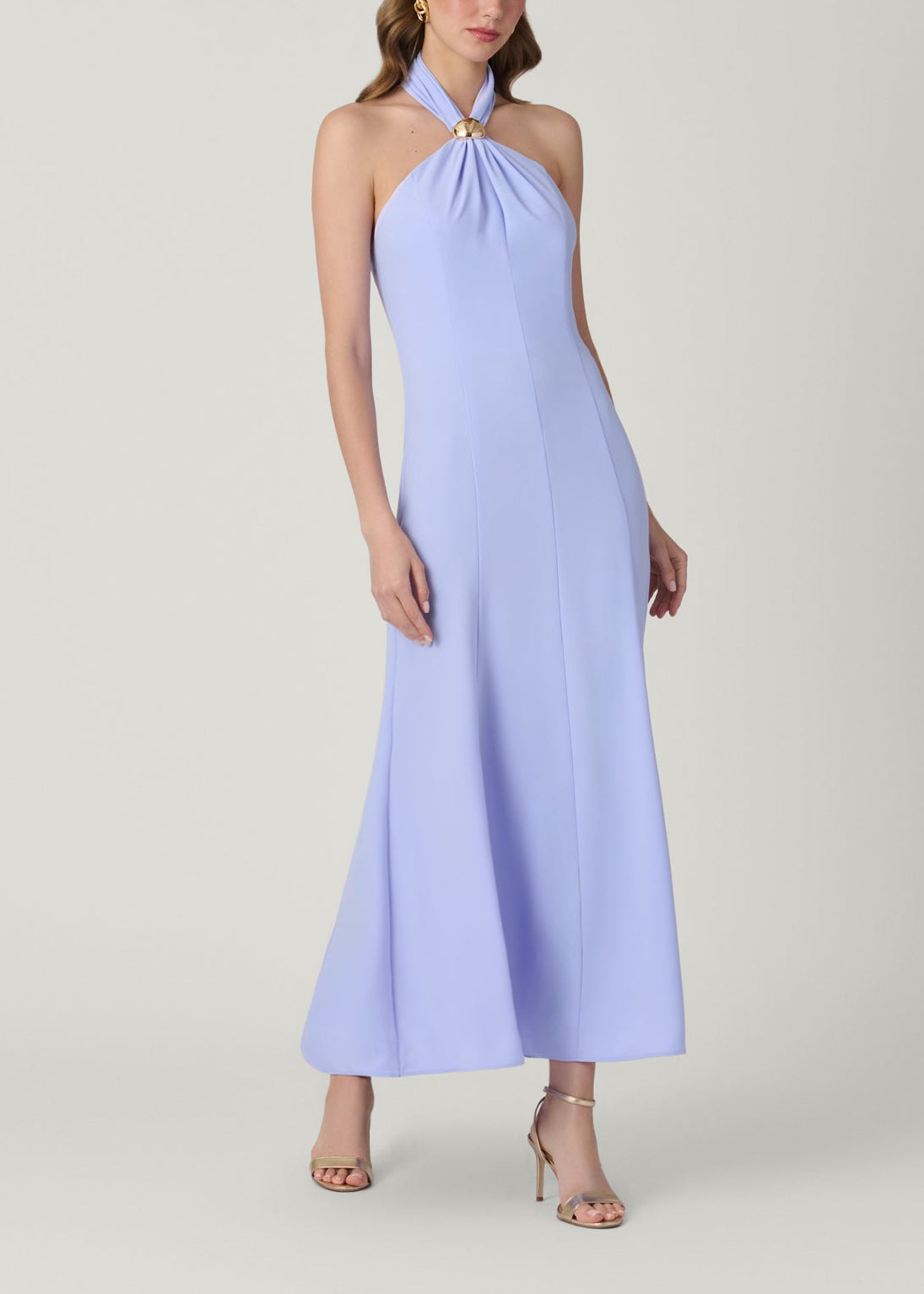 Shoshanna Women's Keller Panelled Halter Midi-Dress - Lilac - Size 4
