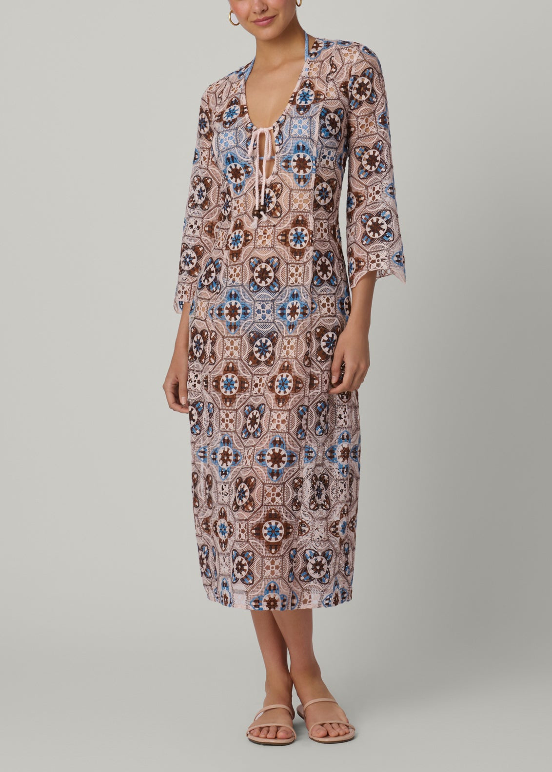 Shoshanna Women's Cannes Crochet Cover-Up Midi-Dress - Mocha Multi