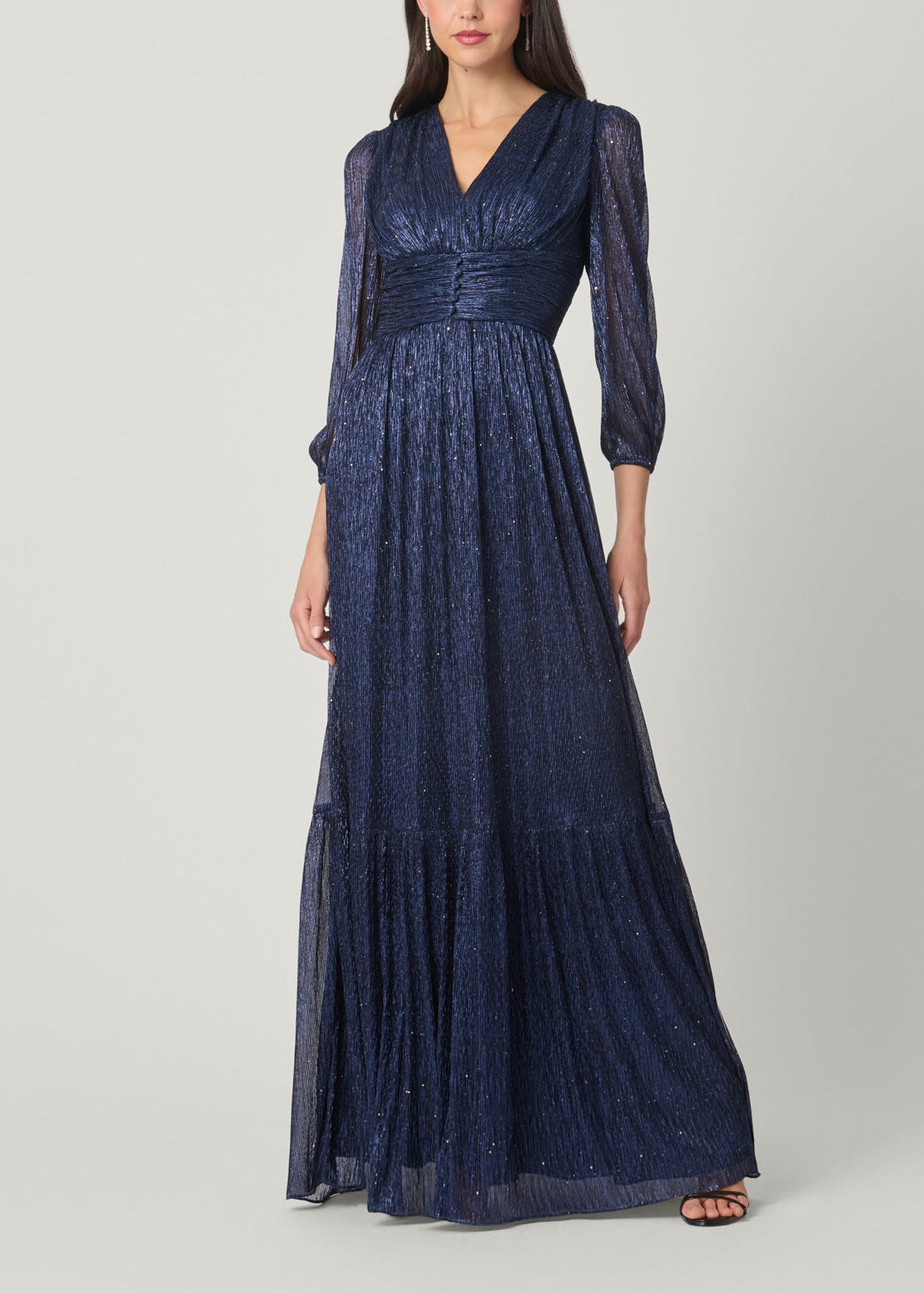 knee length dresses for ladies Shoshanna Women's Venus Crinkle Chiffon Dress - Blue - Size 8