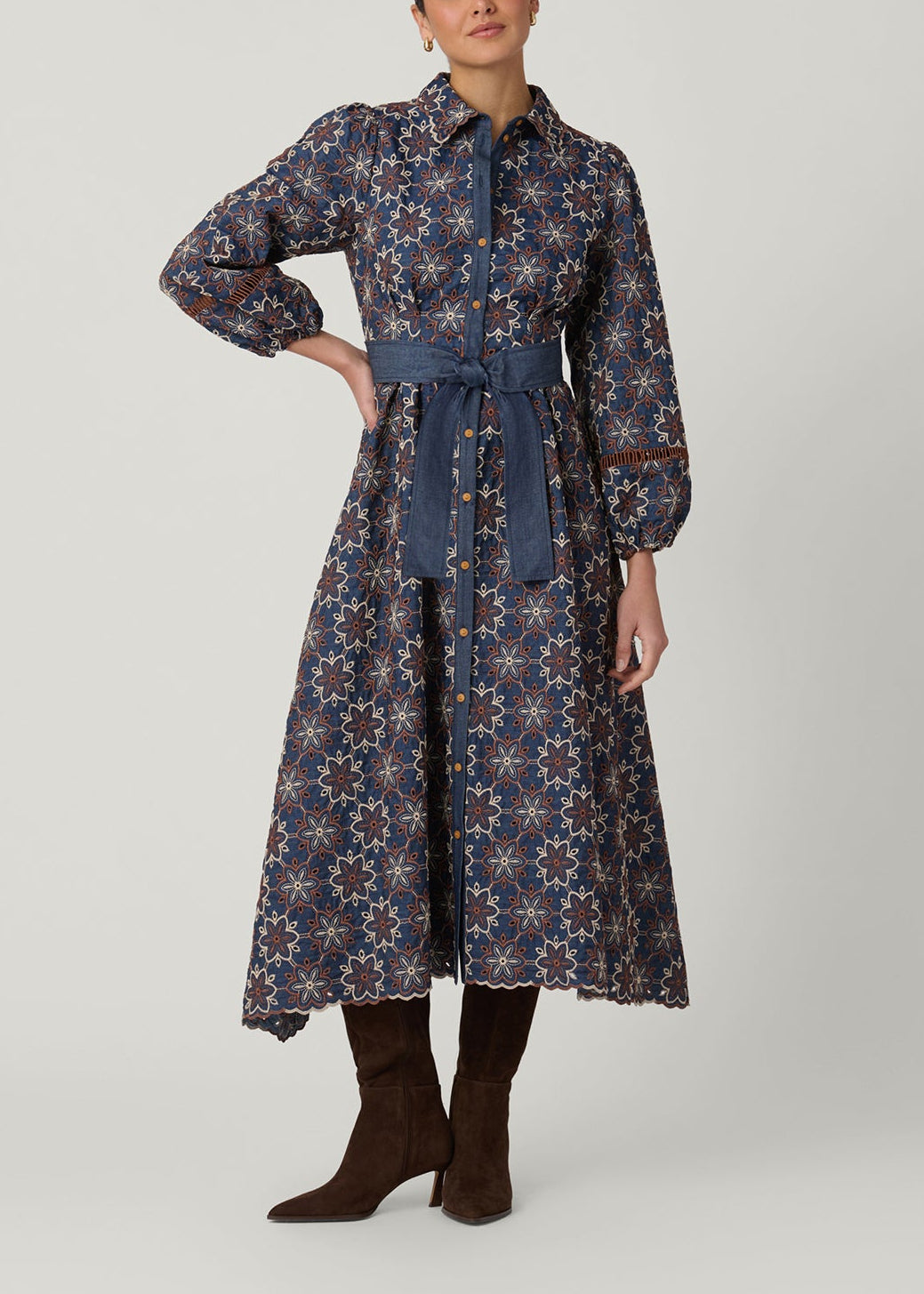 Shoshanna Women's Shania Midi-Shirtdress - Navy Umber Sand
