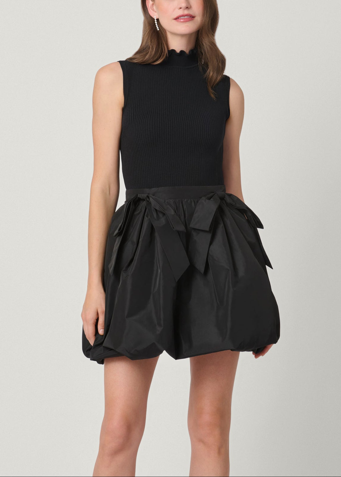 Shoshanna Women's Midnight Brandy Taffeta Knit Combo Dress - Black