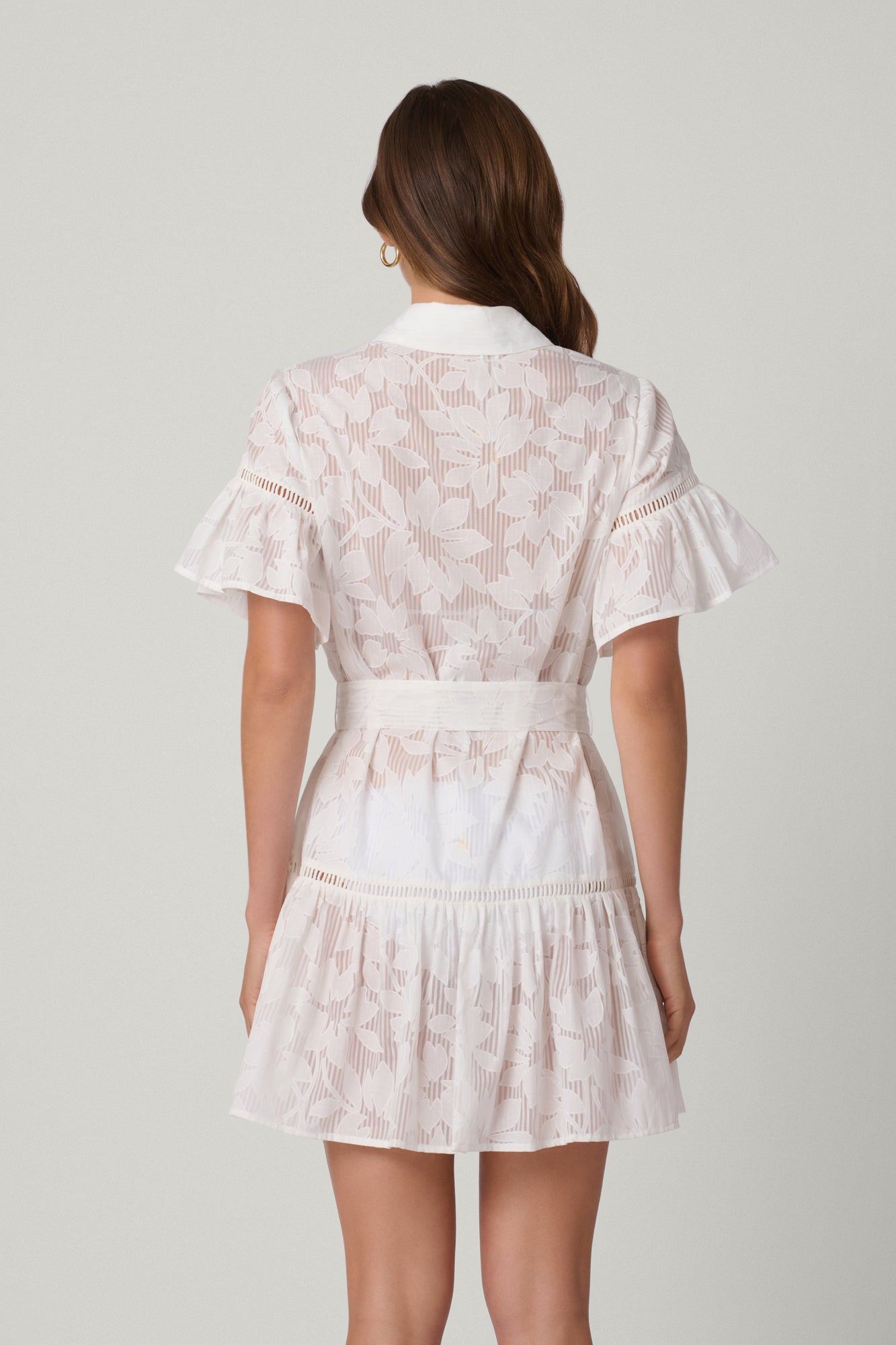 Optic White Ruffle Mini Shirtdress