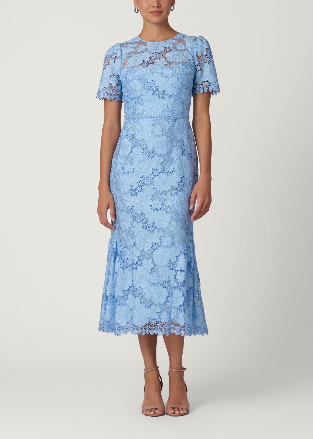 shoshanna lara leaf lace dress $430 Shoshanna Women's Pink Lara Ruffle-Hem Lace Dress Size 8