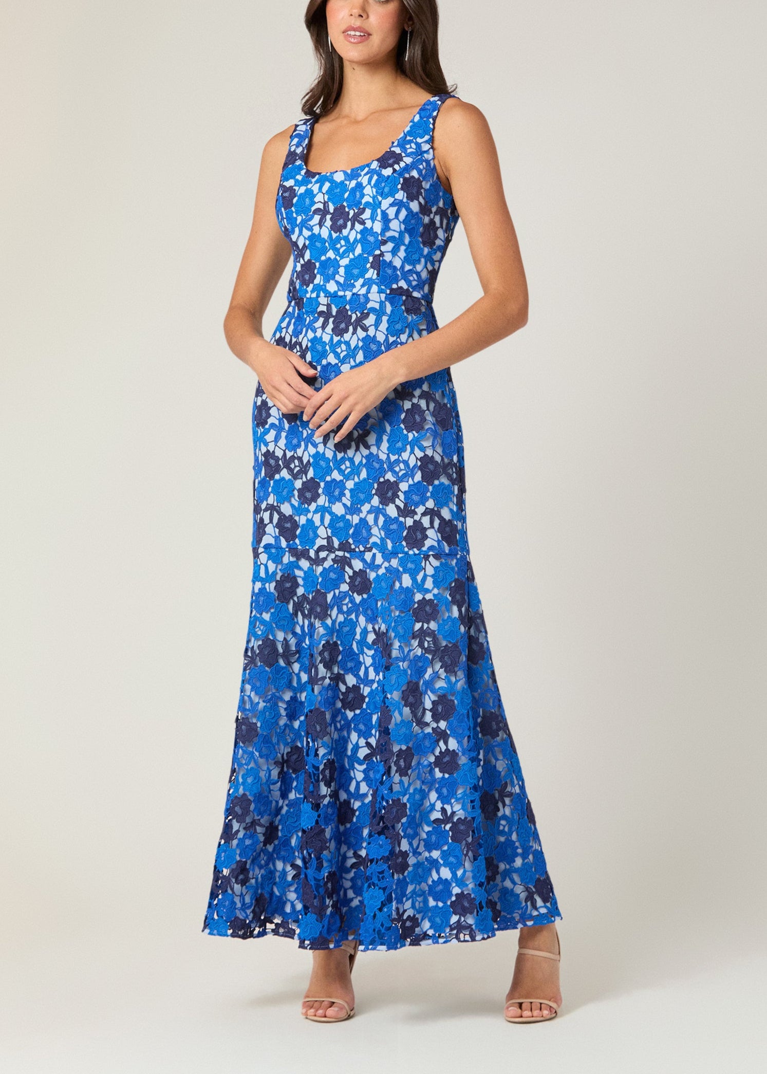 Midnight Frances Blue Multi-Color Lace Sleeveless Dress – Shoshanna
