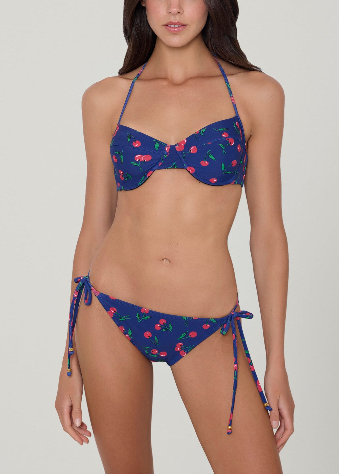 Navy Cherries Bra Halter Top