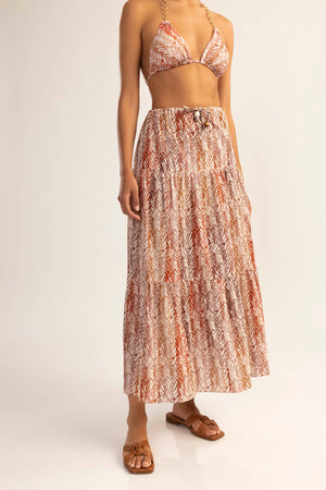 Safari Stripe Tiered Skirt