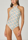 Ivory Multi High Neck One Piece