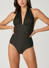 Jet and Gold Halter One Piece