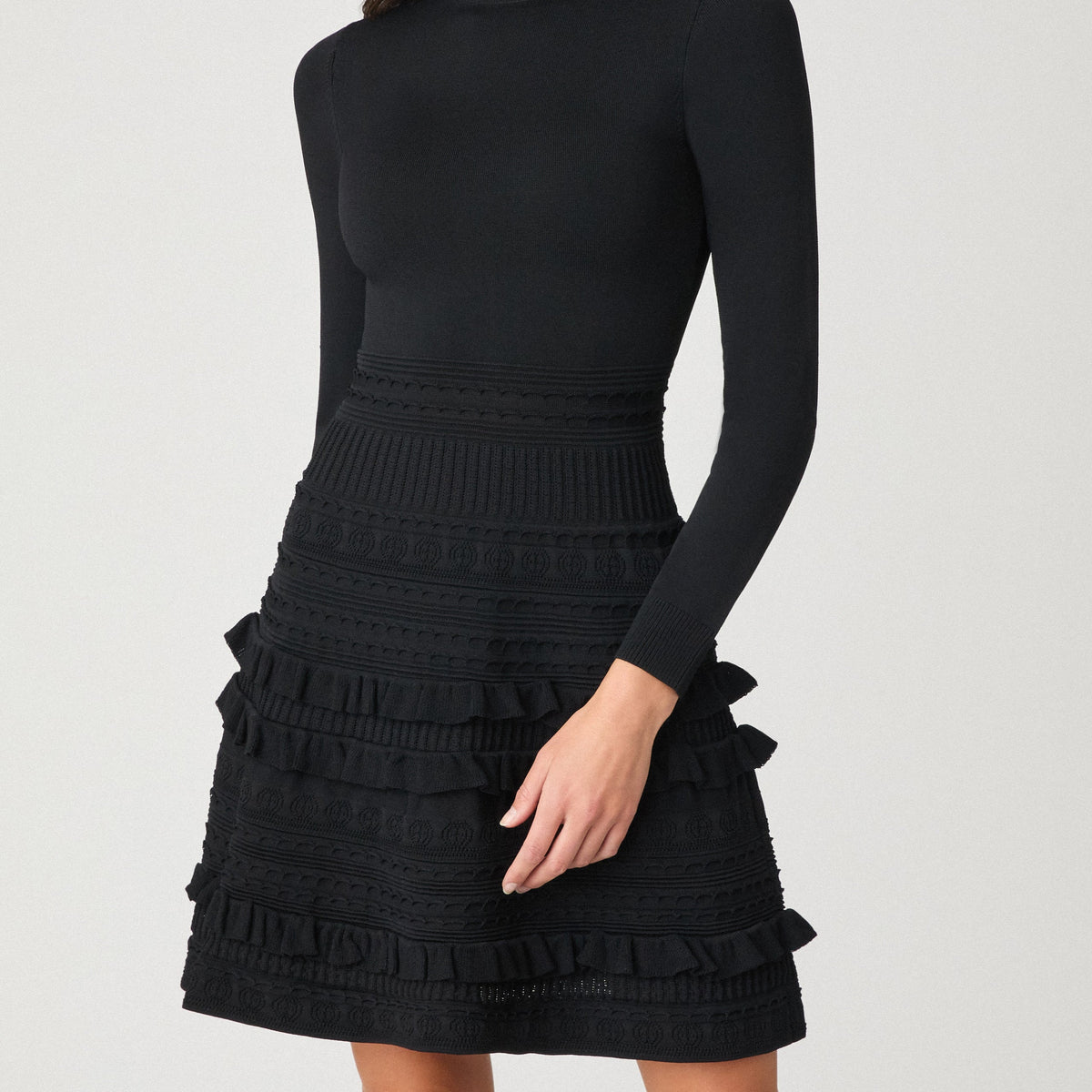 Joie Jet Black Ribbed Mock-Neck Knit Midi Dress | Shoshanna XS / Black Joie Jet Black Ribbed Mock-Neck Knit Midi Dress | Shoshanna XS / Black