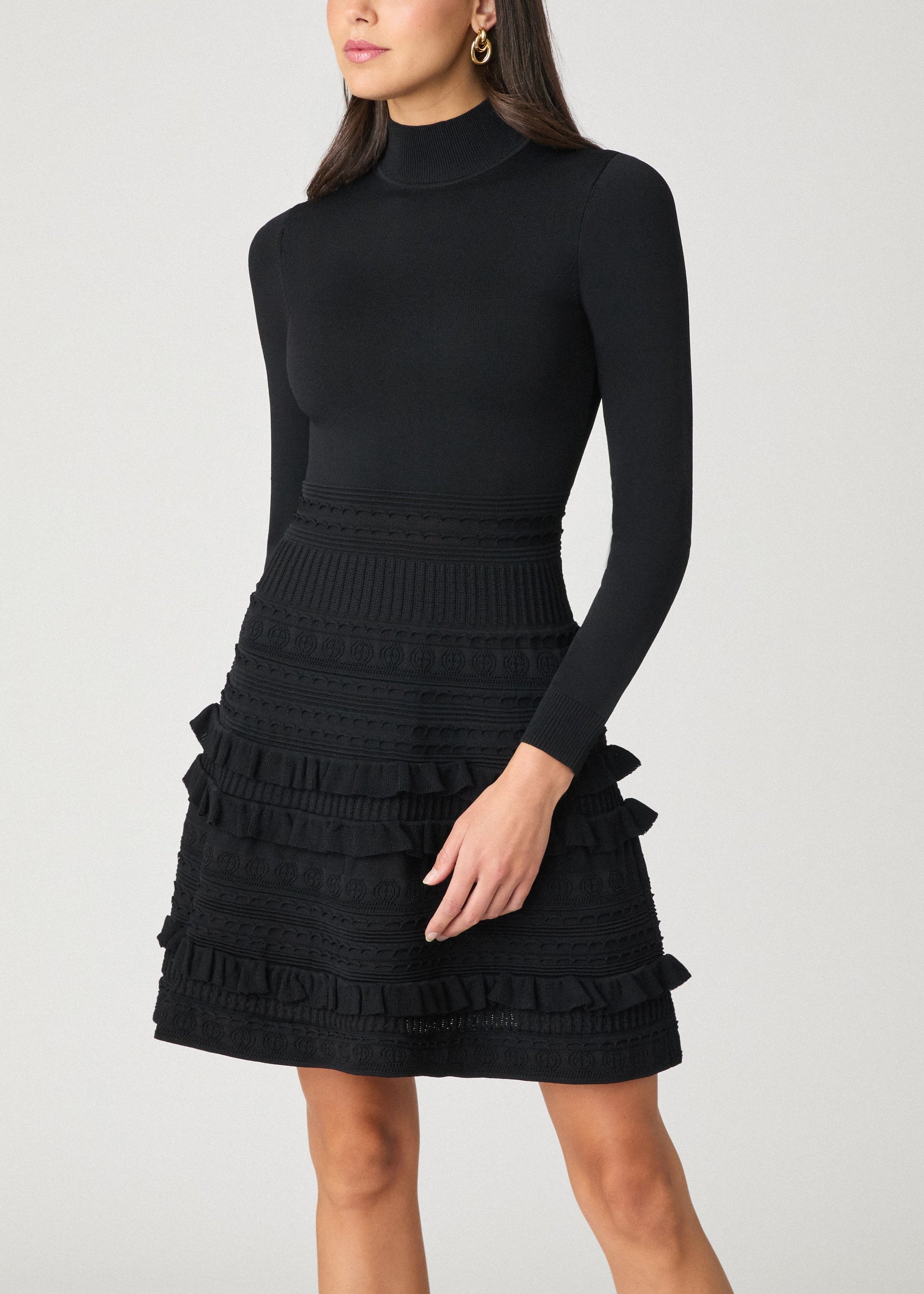 Joie Jet Black Ribbed Mock-Neck Knit Midi Dress | Shoshanna XS / Black Joie Jet Black Ribbed Mock-Neck Knit Midi Dress | Shoshanna XS / Black