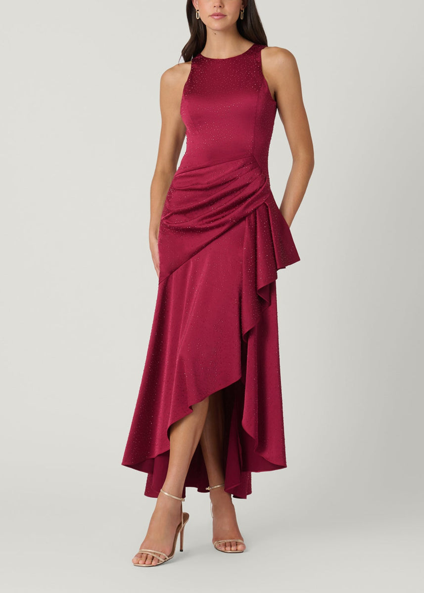 Midnight Verena Crystal-Embellished Satin Dress Shoshanna Midnight Verena Crystal-Embellished Satin Dress Shoshanna