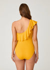 Lemon Ruffle One Shoulder One Piece