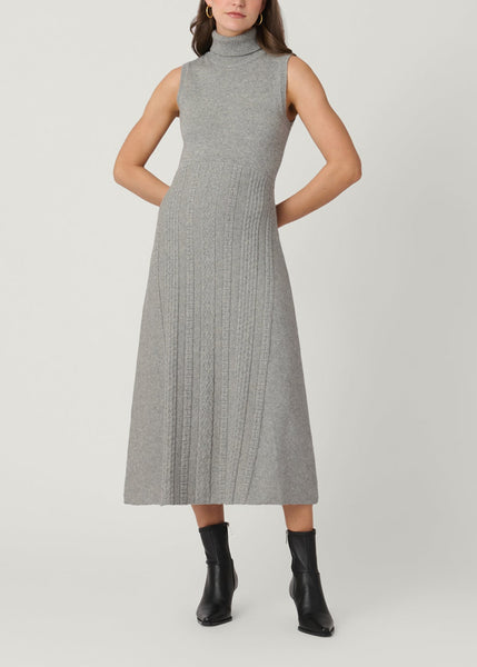 Carmella Grey Cable Knit Turtleneck Midi Dress – Shoshanna