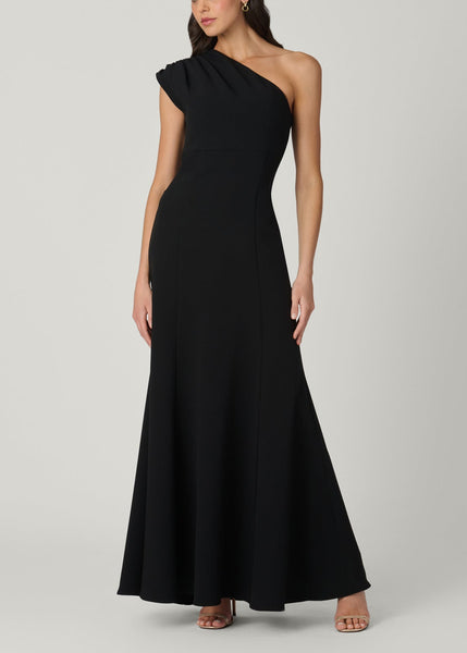 Midnight McKenna Crepe Evening Gown Dress 12 / Black
