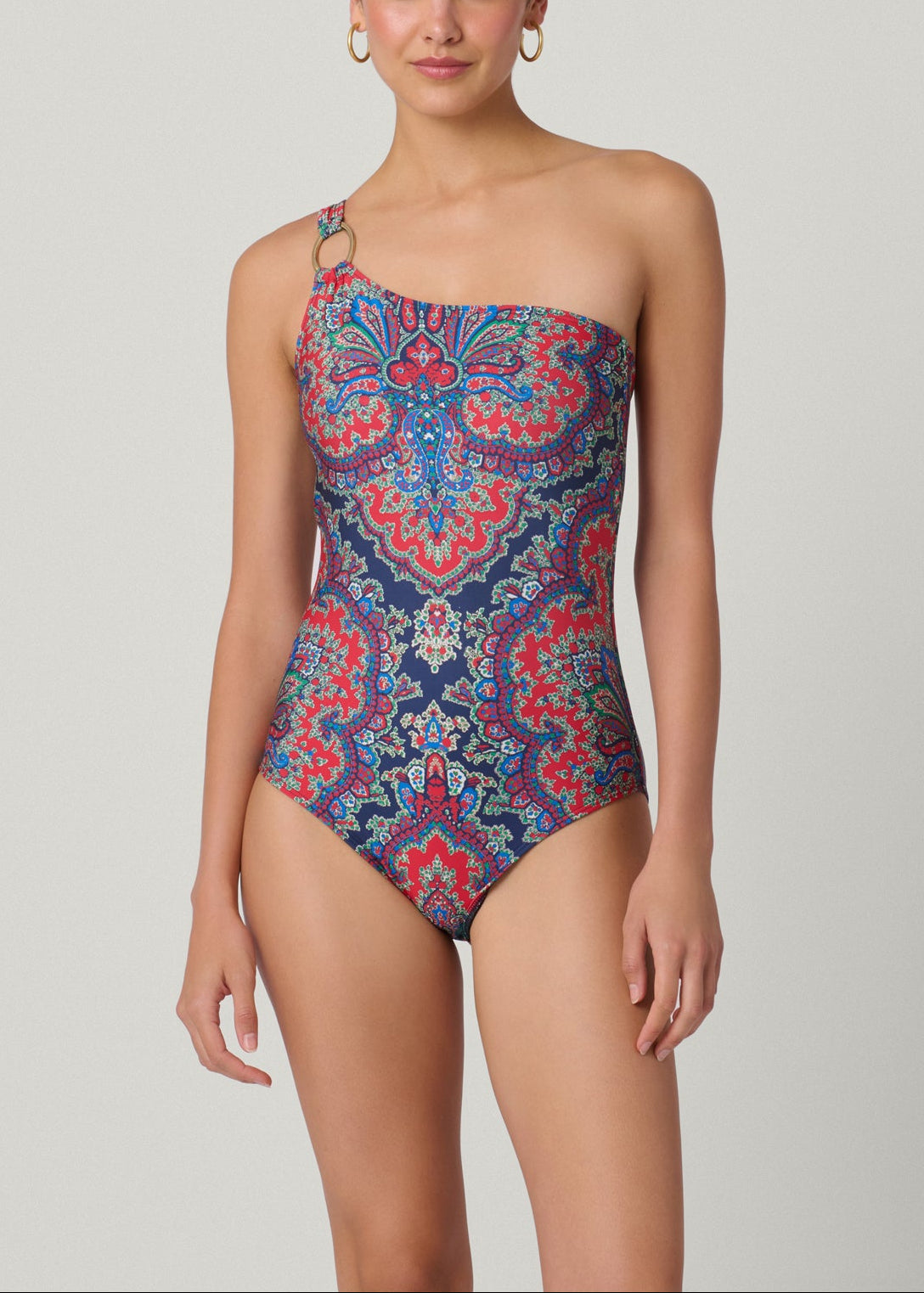 Navy Multi Ring One Shoulder One Piece
