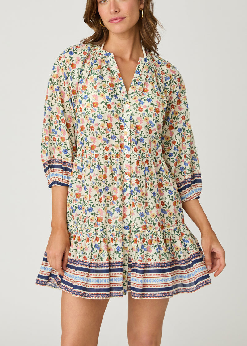 Ivory Multi Buttondown Mini Dress