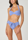 Bright Blue and White Tie High Waist Bottom