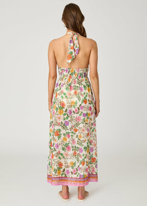 Raspberry Multi Halter Maxi Dress