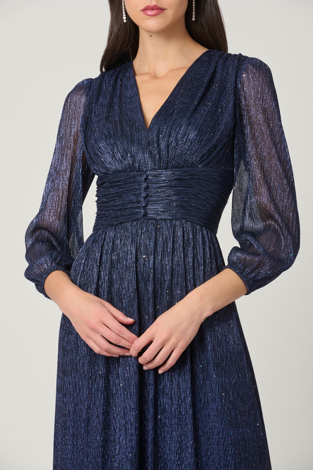 Midnight Venus Navy Blue Chiffon Ball Gown | Shoshanna – Shoshanna