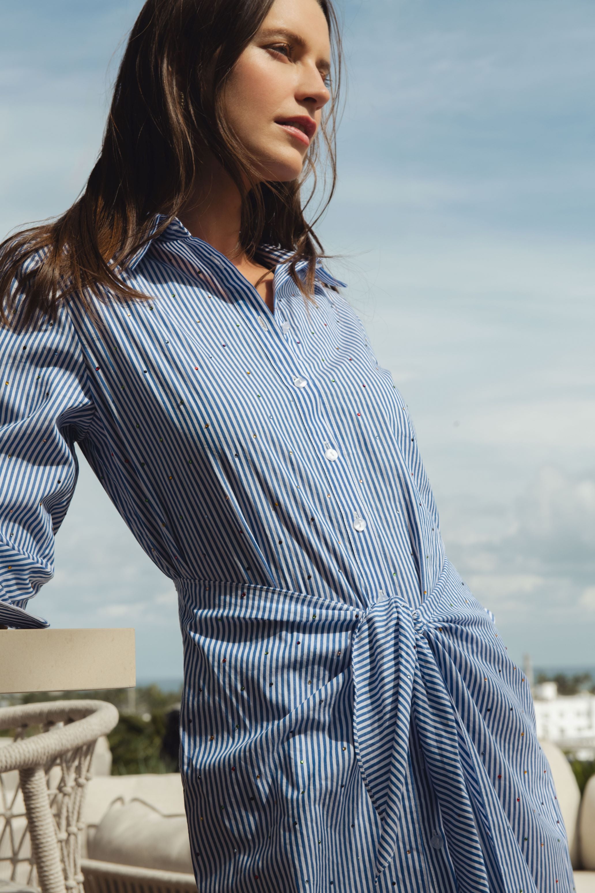 French Blue Tie Shirtdress