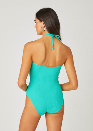 Kelly Green Cinched Bandeau One Piece