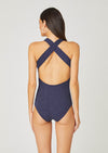 Navy and Silver High Neck One Piece