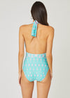 Mint and Pink Halter One Piece Swimsuit