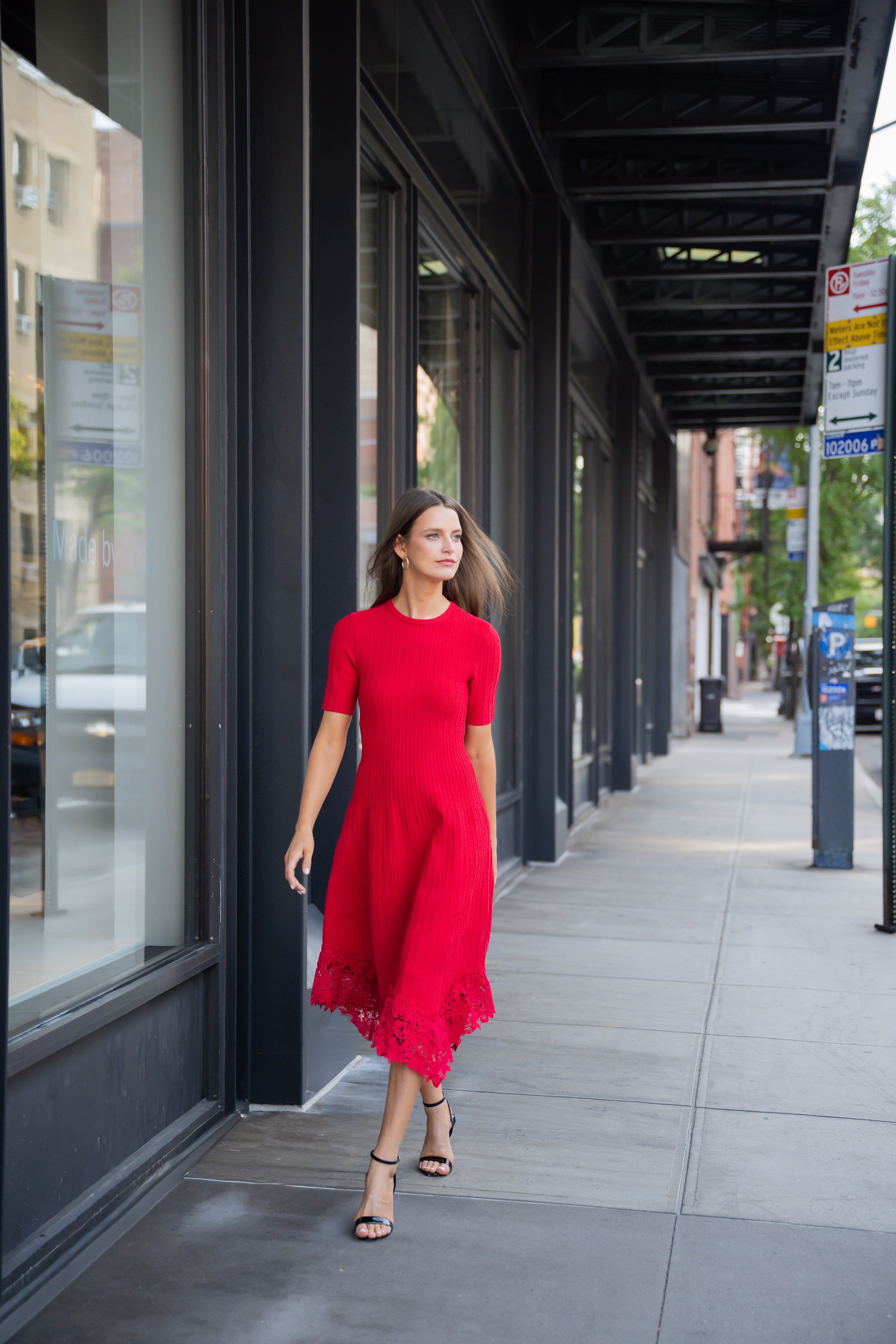 Shailene Cherry Knit Midi Dress – Shoshanna