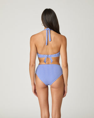 Bright Blue and White Tie High Waist Bottom