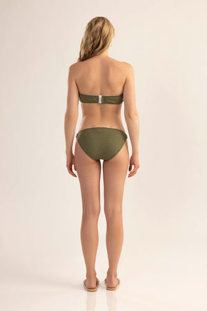 Olive Shine Texture Cinched Bandeau Top