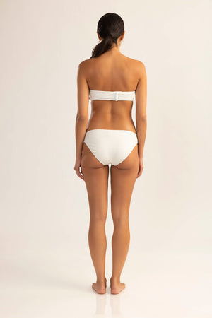 Ivory Shine Texture Cinched Bandeau Top