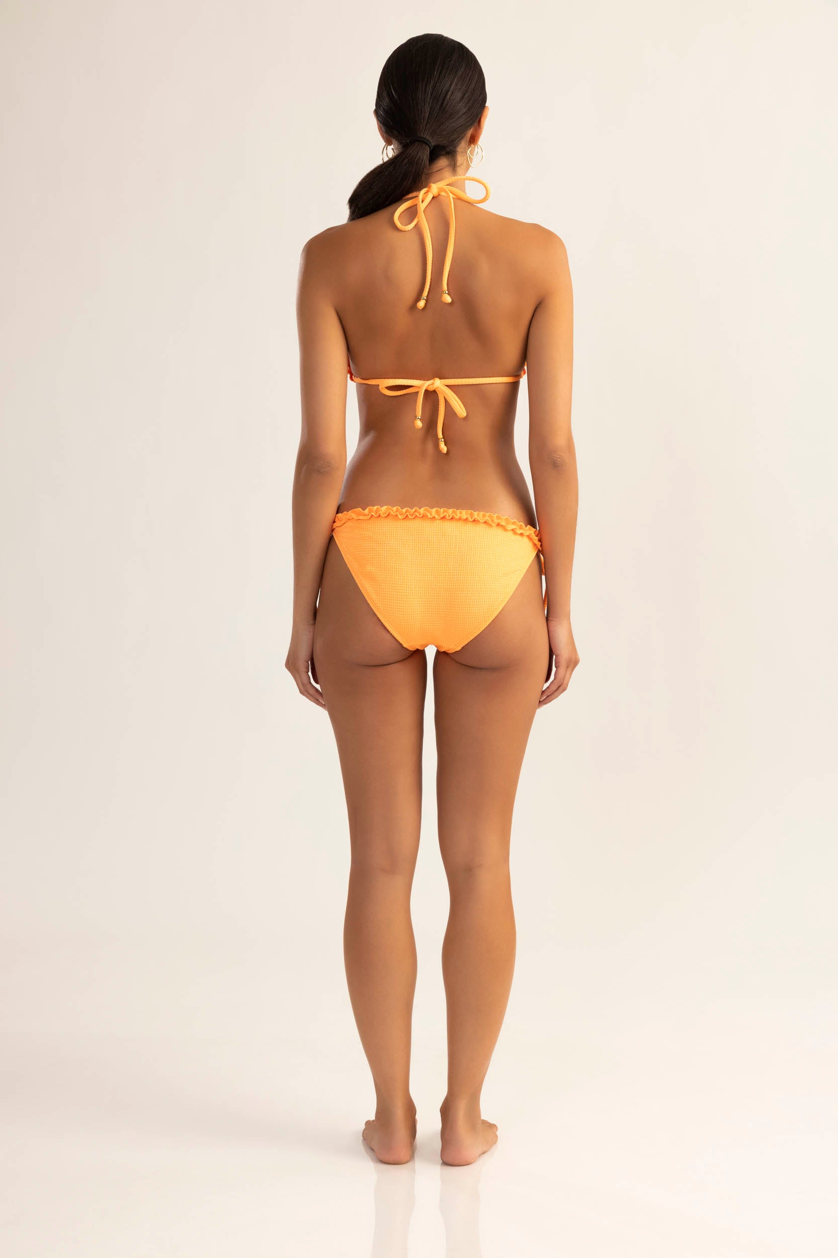 Yellow Stripes Ruffle Waisted Triangle Bikini Swimsuit